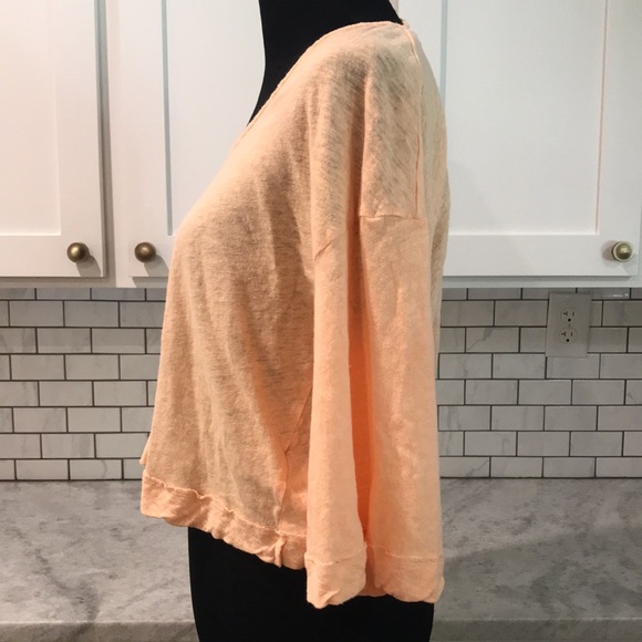 Free People T Shirt Top Womens XS Peach Belle of Georgia Baggy 3/4 Sleeve Coast - Picture 2 of 8